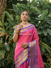 Pink Zari Worked With Royal blue Color Pure Banarasi saree